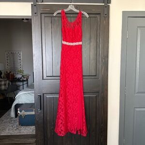 Red Sparkly Floor Length Gown